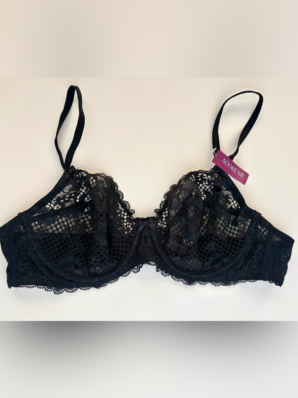 Adore Me Black Floral Lace Underwire Bra